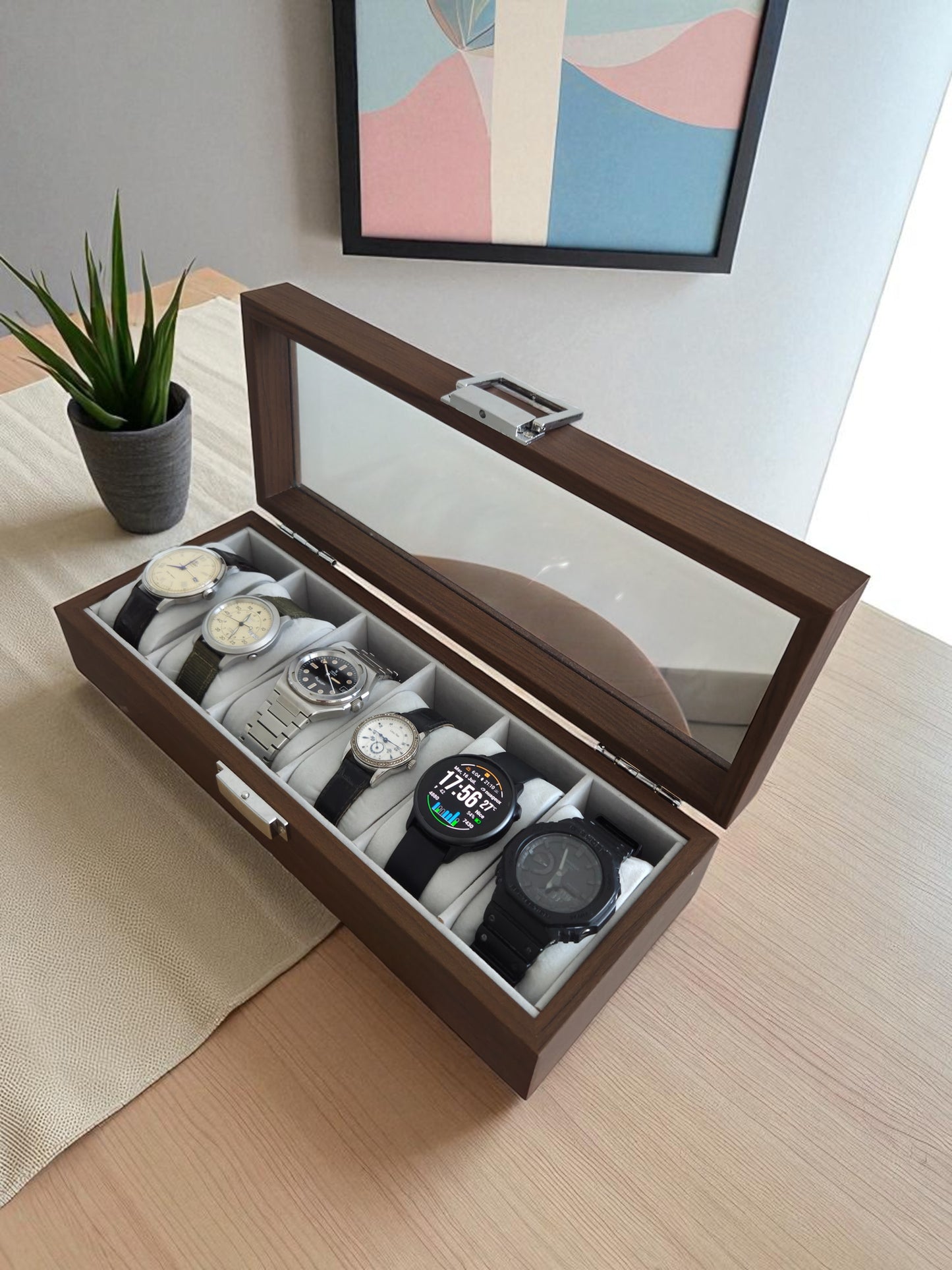 Coffret 6 montres – Bois noble & velours