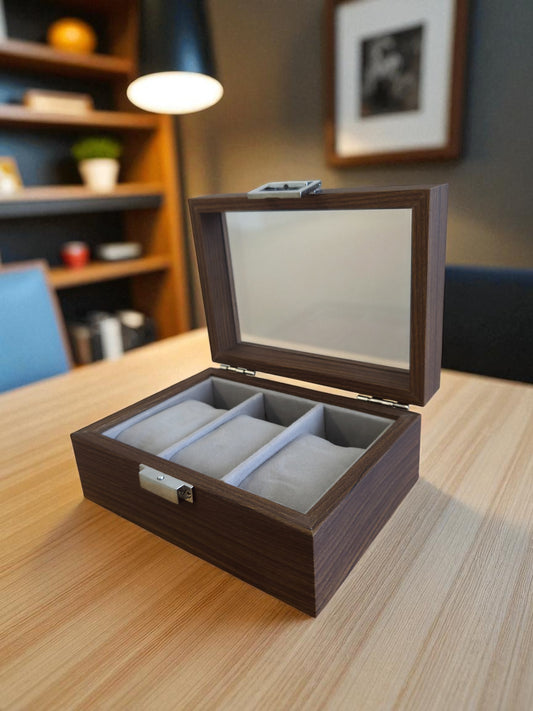 Coffret 3 montres – Bois noble & velours