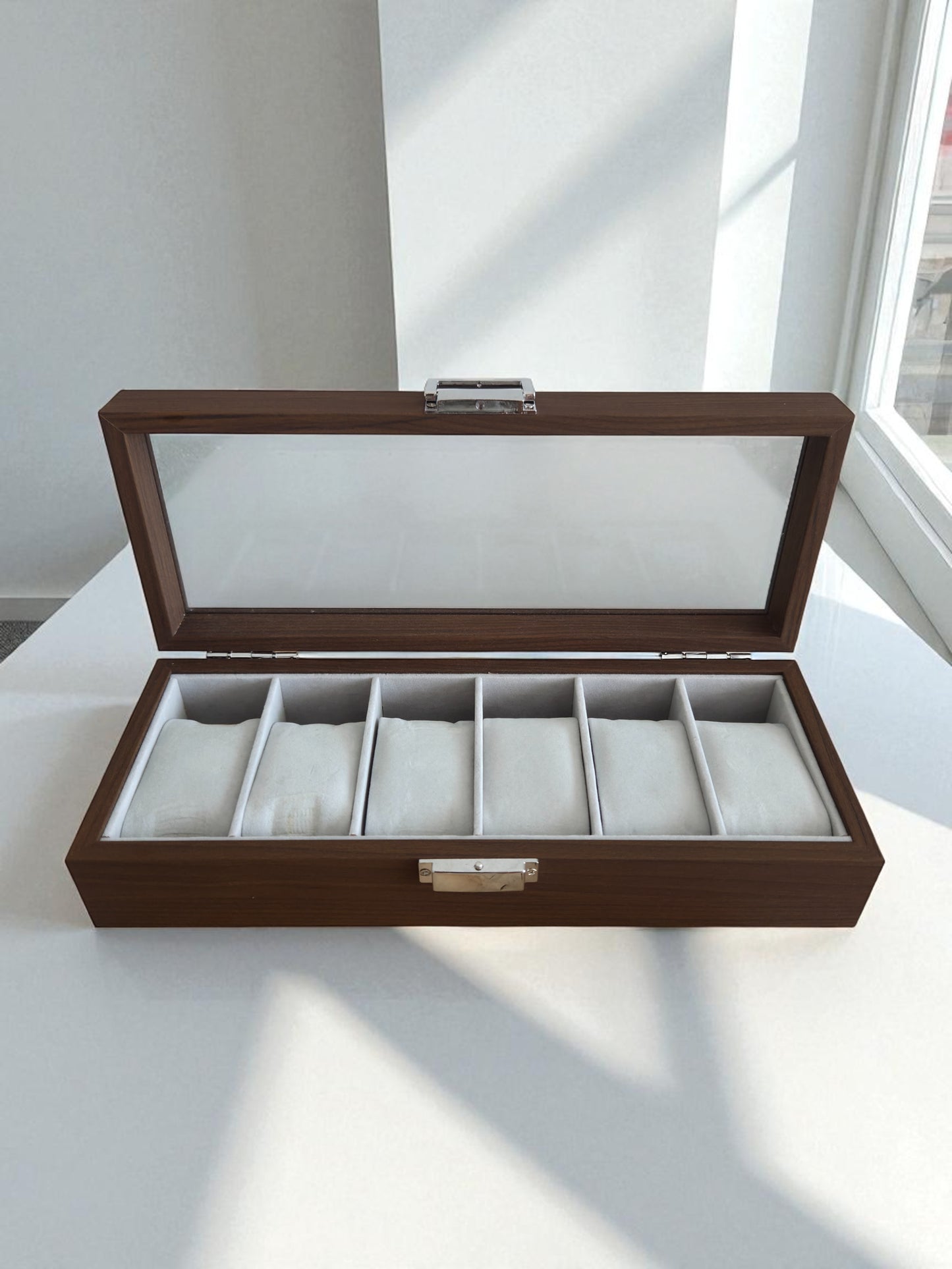 Coffret 6 montres – Bois noble & velours